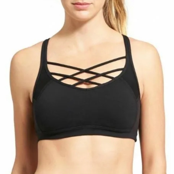 ATHLETA Activewear Mind Over Mat Bra Black Strappy Crisscross Padded XS #459175 - Picture 3 of 11